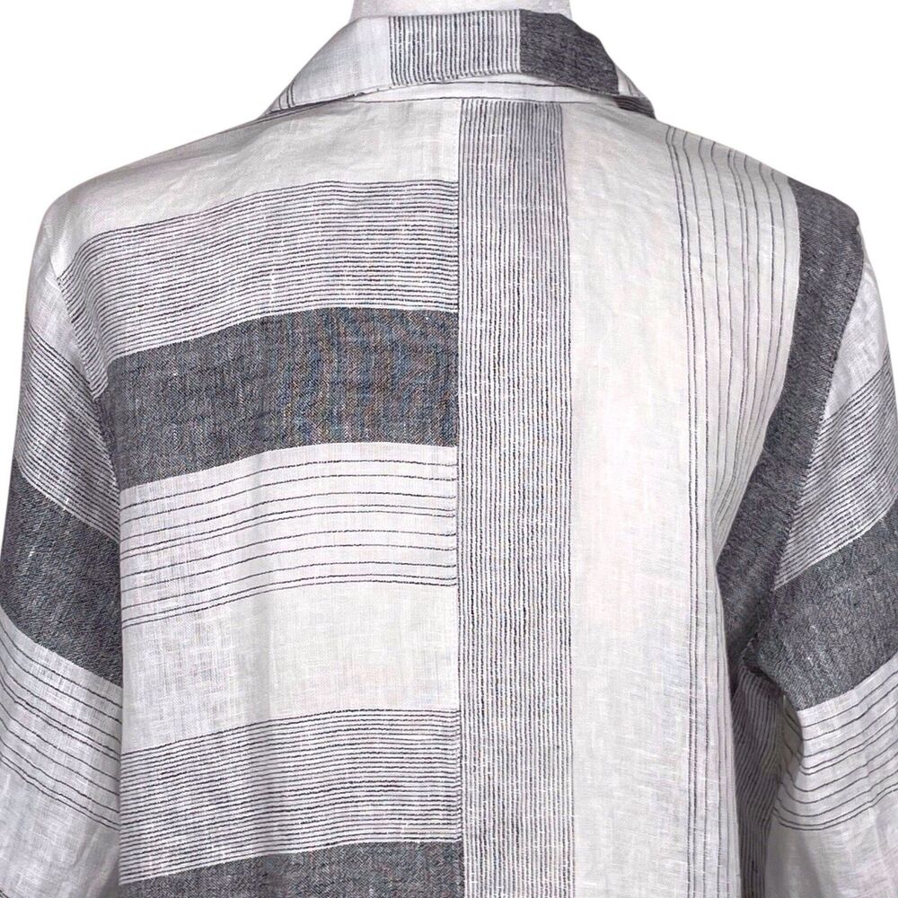 Habitat Linen Striped Lagenlook Top Blouse Relaxed Fit Size Large NWT - Picture 8 of 16